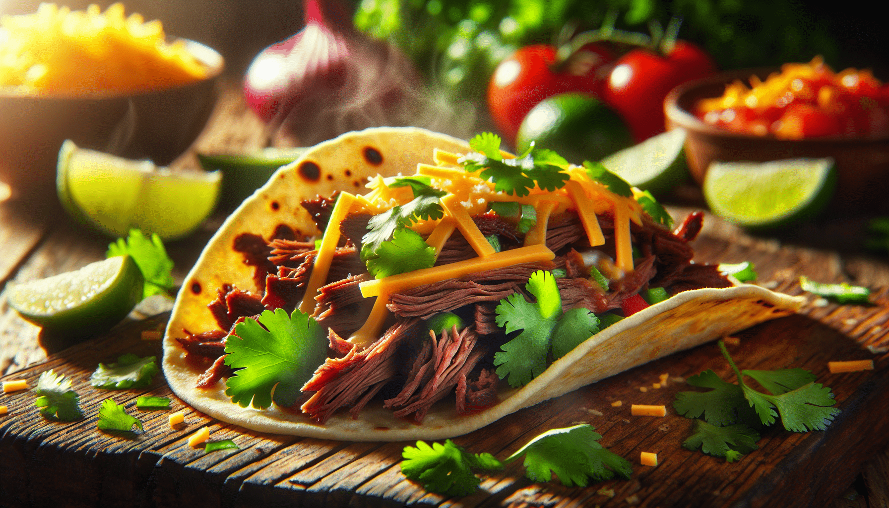 découvrez une recette irrésistible de tacos au bœuf fumé et cheddar vieilli, alliant la richesse de la viande savamment épicée à la douceur crémeuse du fromage. parfait pour les amateurs de cuisine tex-mex!