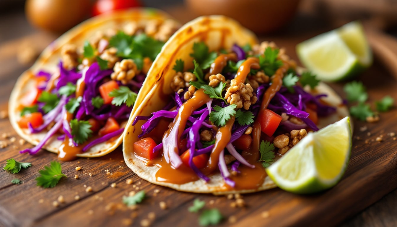découvrez la délicieuse recette des tacos au chou mariné, accompagnés d'une savoureuse sauce aux noix. un mélange parfait de textures et de saveurs qui ravira vos papilles. idéal pour un repas original et plein de créativité !