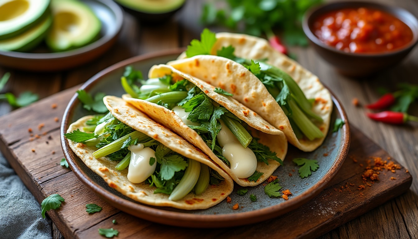 découvrez une délicieuse recette de tacos alliant le croquant du poireau à la douceur du fromage de chèvre fondu. idéaux pour un repas convivial, ces tacos sauront séduire vos papilles avec leurs saveurs raffinées. à déguster sans modération !