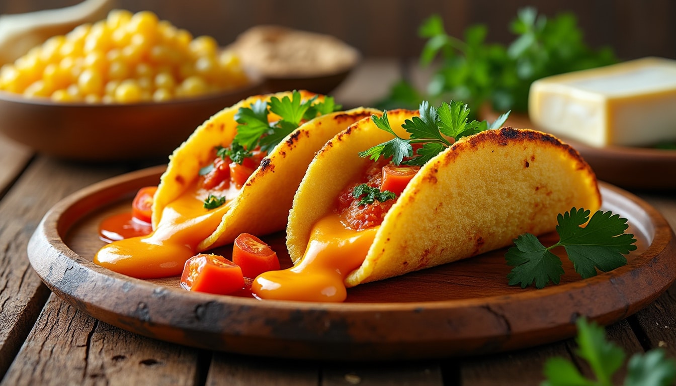 découvrez une délicieuse fusion culinaire avec nos tacos à la polenta et fromage grillé. un mariage savoureux de textures et de saveurs qui éveillera vos papilles. parfait pour les amateurs de cuisine innovante et réconfortante !