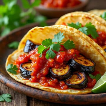 découvrez une recette savoureuse de tacos à l'aubergine grillée, rehaussée d'une sauce tomate épicée. une fusion de saveurs qui éveillera vos papilles et ravira les amateurs de cuisine végétale. parfait pour un repas convivial ou une soirée entre amis !