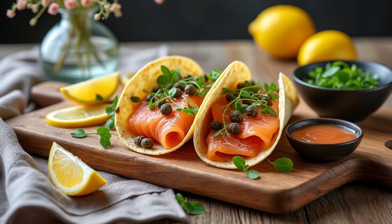découvrez une recette savoureuse de tacos au saumon fumé et câpres, alliant fraîcheur et originalité. cette délicieuse association nordique de saveurs vous transportera, offrant une expérience culinaire unique et équilibrée. idéal pour un repas convivial ou une soirée entre amis.