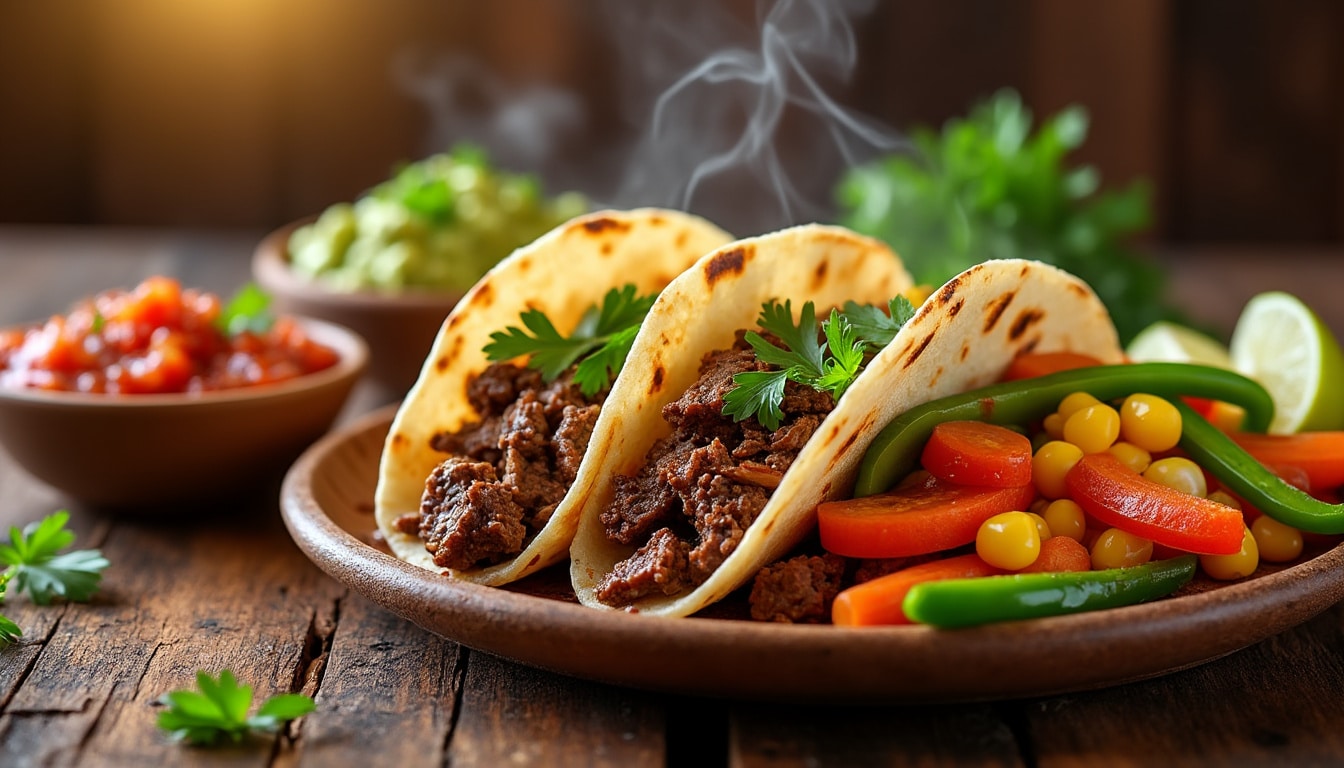 découvrez la délicieuse recette de tacos au bœuf épicé, accompagnés de légumes vapeur croquants. un mariage parfait de saveurs et de textures, idéal pour un repas savoureux et réconfortant !
