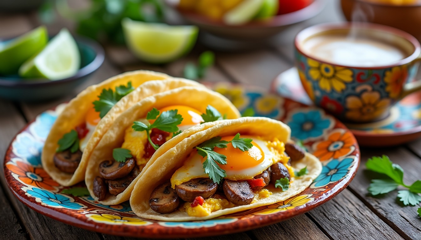 découvrez la recette savoureuse des tacos aux champignons et œufs brouillés, une idée parfaite pour un brunch convivial et gourmand. savourez l'alliance délicate des saveurs et le croquant des tortillas pour un repas inoubliable.
