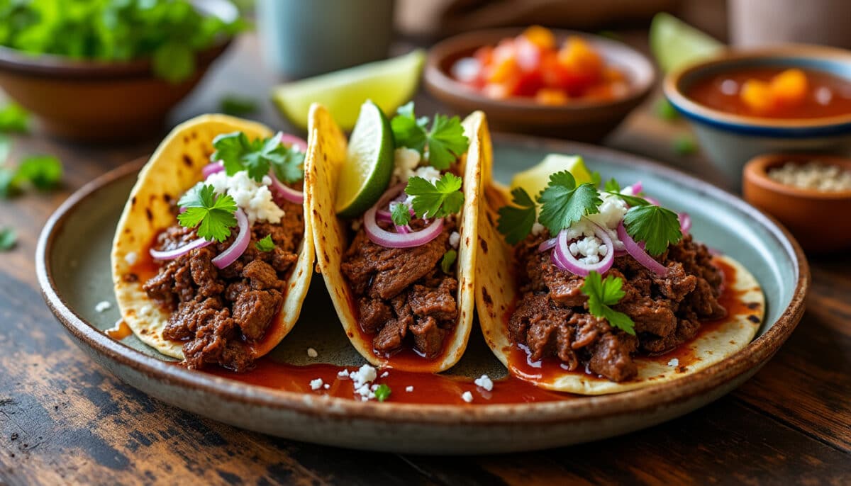 découvrez les tacos au pulled beef, une délicieuse alternative au porc effiloché qui va ravir vos papilles. savourez des saveurs riches et réconfortantes avec cette recette qui allie tendreté de la viande et épices, parfaite pour vos repas entre amis ou en famille.