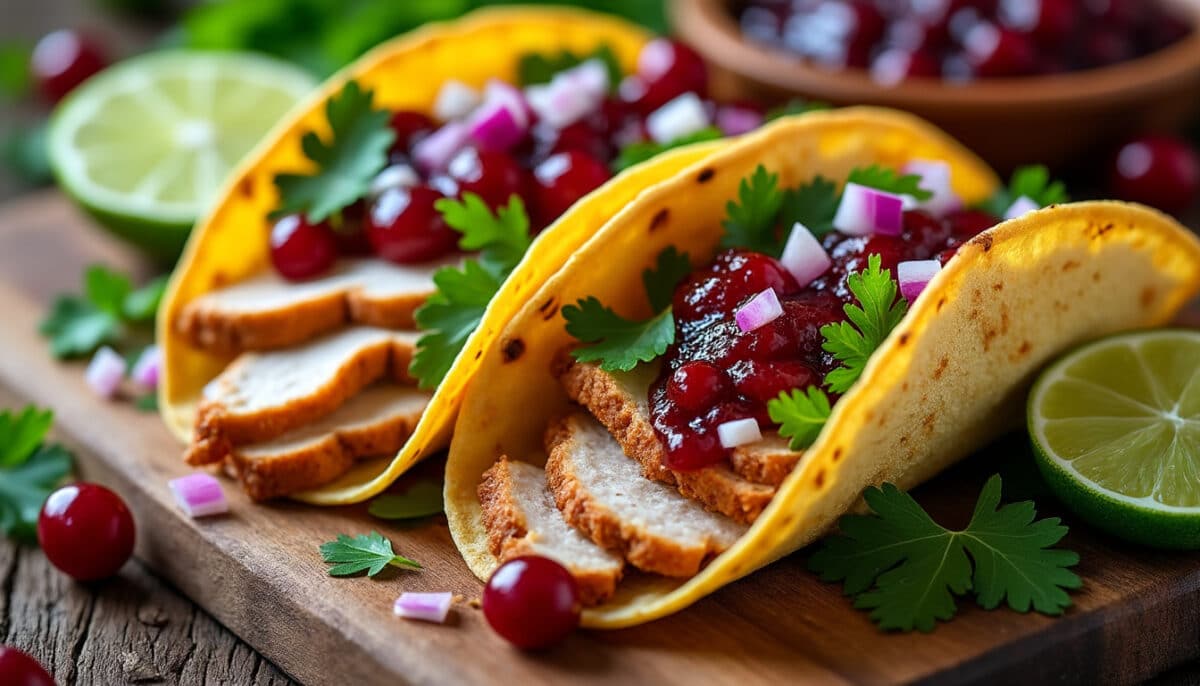 découvrez notre délicieuse recette de tacos au rôti de dinde, sublimés par une savoureuse sauce aux cranberries. parfait pour un repas convivial et plein de saveurs, ces tacos croquants allient tradition et originalité pour régaler vos papilles.