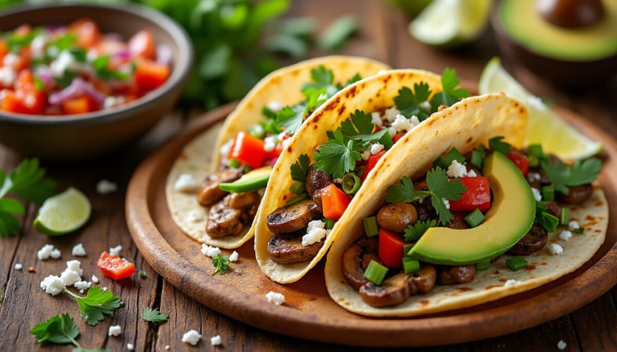 découvrez notre recette de tacos aux champignons sautés, une option végétarienne délicieuse qui ravira vos papilles. simple à préparer, ces tacos allient saveurs riches et texture croquante, parfaits pour un repas sain et gourmand.