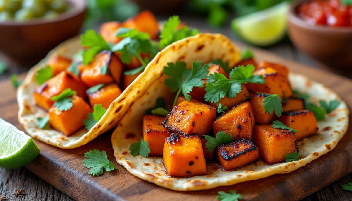découvrez une recette savoureuse de tacos aux patates douces grillées, rehaussée par la fraîcheur de la coriandre. idéale pour un repas équilibré et plein de couleurs, cette création ravira vos papilles et apportera une touche de douceur et d'exotisme à votre table.