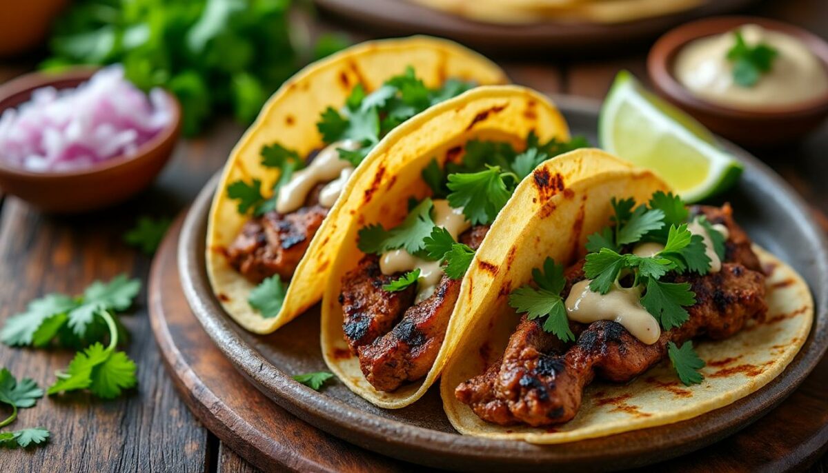découvrez une explosion de saveurs avec nos tacos à la coriandre, accompagnés d'une savoureuse sauce aux noix. idéals pour un repas gourmand et original, ces tacos allient fraîcheur et crémeux pour séduire vos papilles. à essayer absolument!