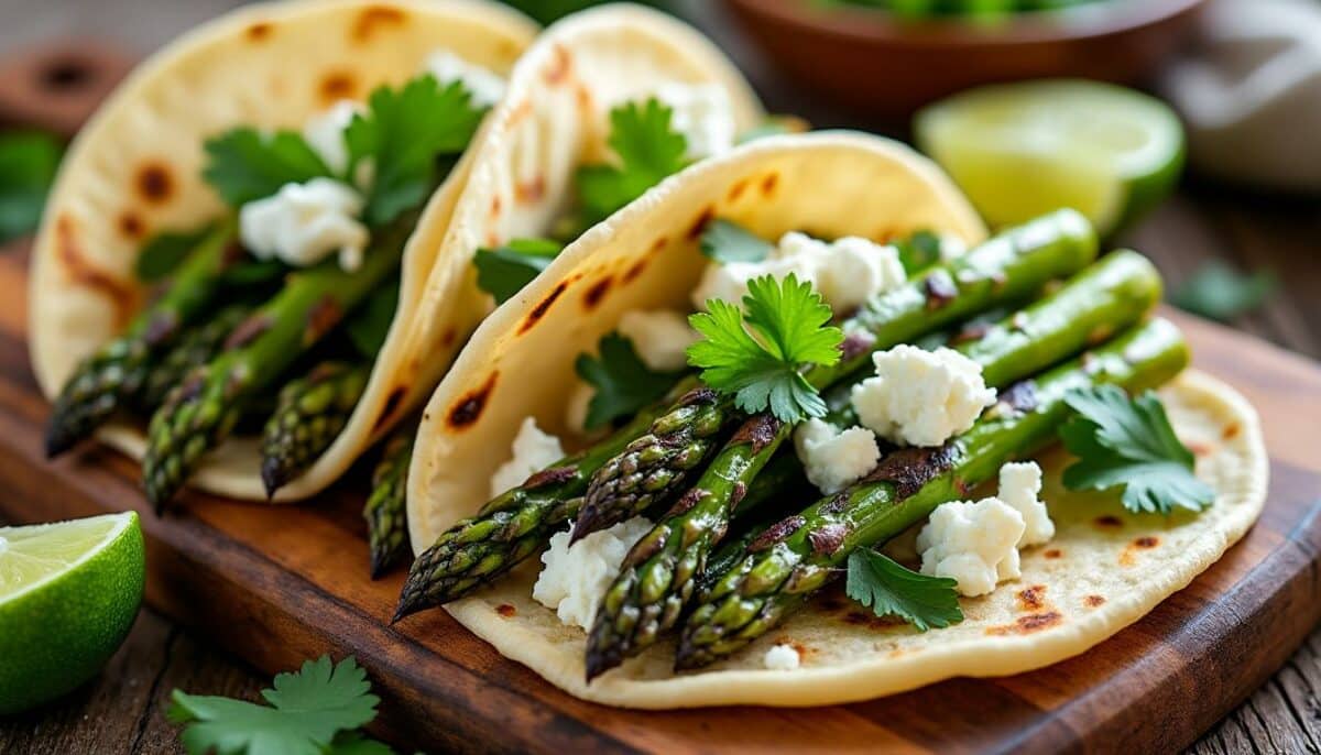 découvrez une délicieuse recette de tacos aux asperges grillées et au fromage de chèvre, alliant fraîcheur et saveurs méditerranéennes. parfaite pour un repas léger et savoureux, cette préparation ravira vos papilles avec des ingrédients de qualité.