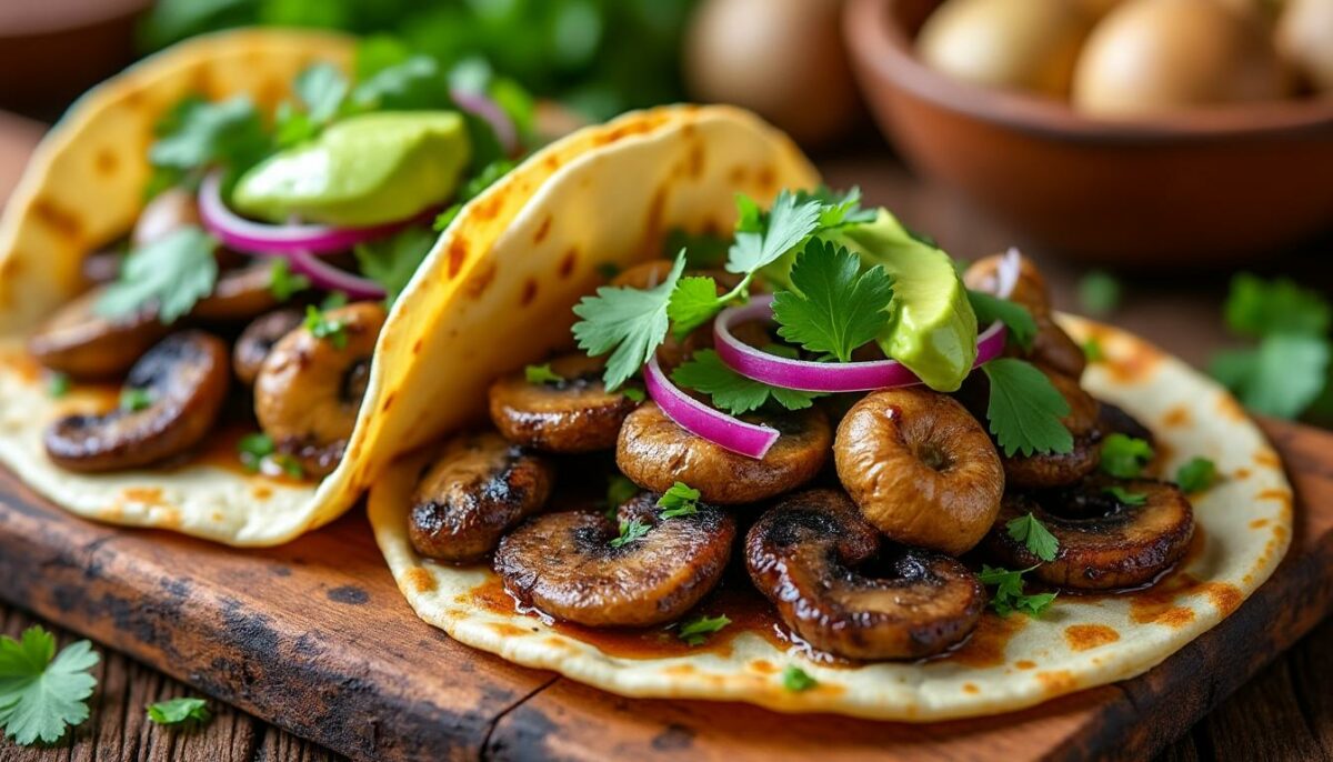 découvrez une recette savoureuse de tacos aux champignons portobello et ail rôti. un mélange délicieux de textures et de saveurs qui ravira les amateurs de cuisine végétale. parfait pour un repas original et réconfortant.