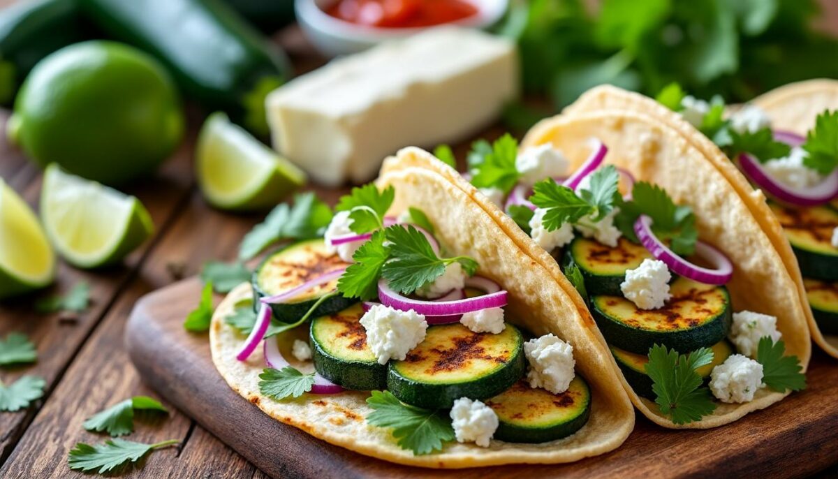découvrez une délicieuse recette de tacos aux courgettes grillées et feta, alliant saveurs méditerranéennes et fraîcheur des ingrédients. idéale pour un repas léger et savoureux, cette recette ravira vos papilles et celles de vos convives.