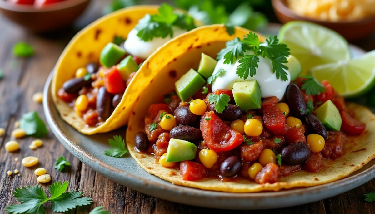 découvrez notre délicieuse recette de tacos façon chili végétarien, alliant saveurs épicées et ingrédients frais pour un repas nourrissant et gourmand. parfait pour les amateurs de cuisine végétale !
