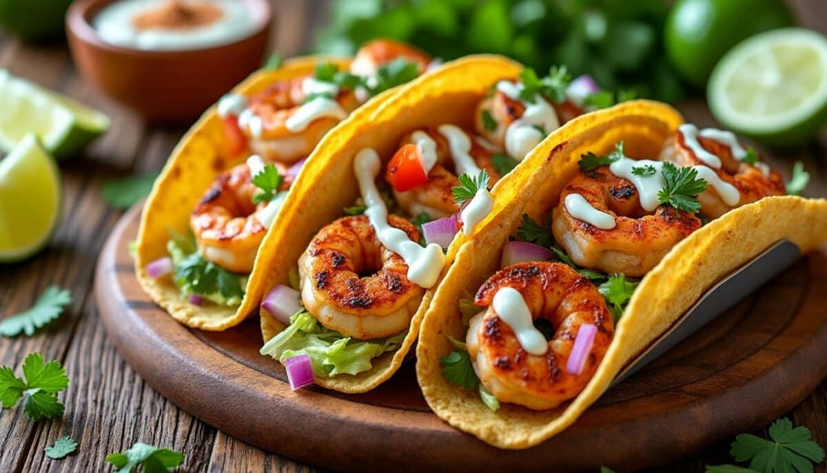 découvrez nos délicieux tacos aux épices cajun, garnis de crevettes grillées savoureuses. une explosion de saveurs d'inspiration cajun qui ravira vos papilles à chaque bouchée. parfait pour un repas convivial ou une soirée entre amis !