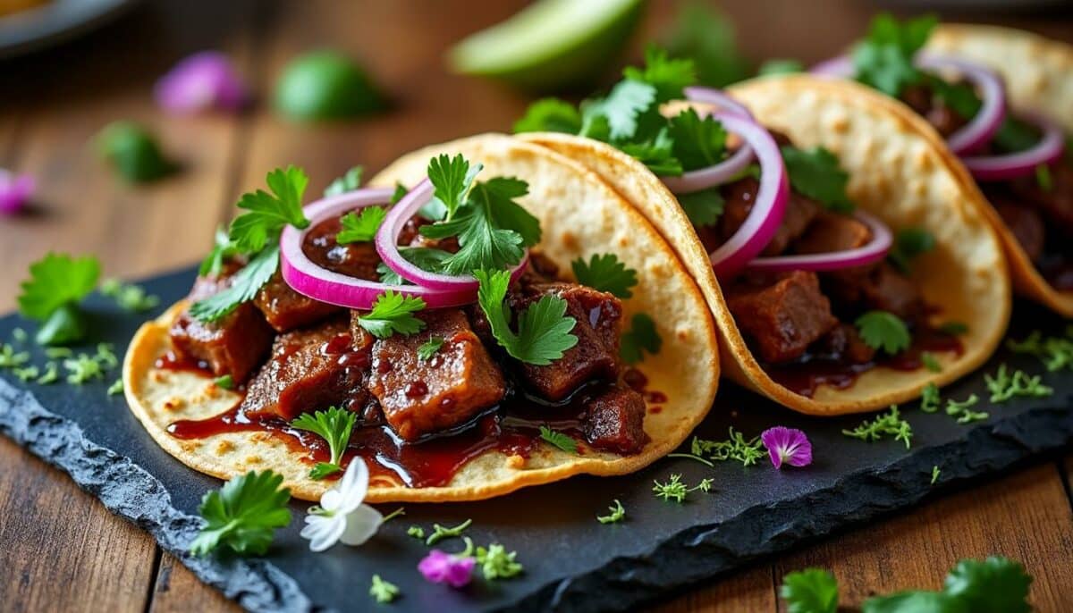 découvrez une expérience culinaire unique avec les tacos au canard confit : une fusion originale entre la gastronomie française et la cuisine mexicaine, pour des saveurs raffinées et surprenantes à partager.