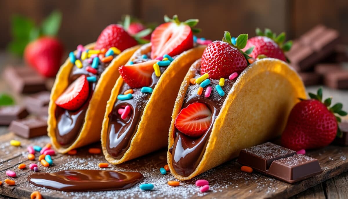 découvrez une nouvelle expérience sucrée avec les tacos au chocolat : une alliance originale entre la gourmandise du chocolat et le croustillant des tacos, pour un dessert surprenant et irrésistible !