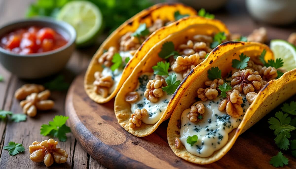 découvrez une explosion de saveurs avec les tacos au fromage bleu et noix : une alliance originale qui ravira les gourmets en quête de nouvelles sensations culinaires. osez l’association surprenante et gourmande !
